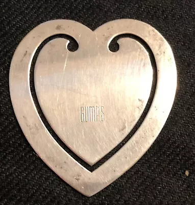 Vtg Gump's Sterling Silver Heart Book Mark • $22