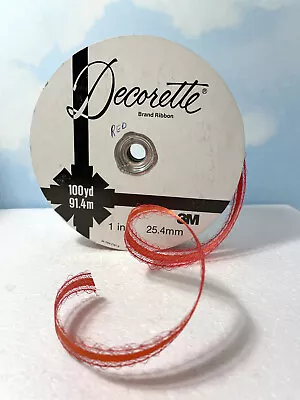 1 Roll Vintage 3M Decorette Lace Ribbon For Bow Maker  ~ 1  RED • $17.95