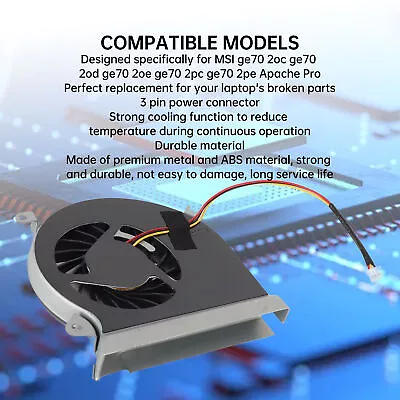 Laptop CPU Cooling Fan Replacement For MSI Ge70 2oc Ge70 2od Ge70 2oe Ge70 2 BUU • $35.90