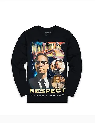 Brand New Reason Brand Malcolm X  Respect  Long Sleeve Graphic Tee Large Black • $20.68
