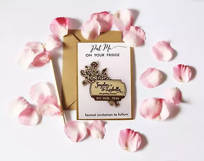 $81.39 • Buy 20 Rustic Wedding Save The Date Magnets Wooden Engraved Magnet Personalized-Shk