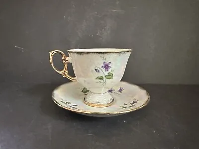 Beautiful Vintage Ucagco Ceramics Violet Tea Cup & Saucer 1 Violet On Teacup • $20