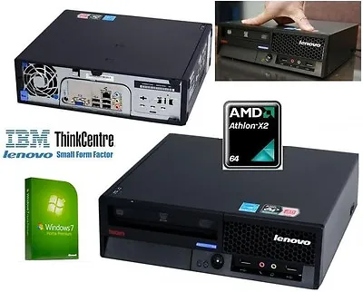 IBM Lenovo ThinkCentre USFF Windows 7 PC Computer AMD Athlon X2 3gb 120gb SSD • £49.99