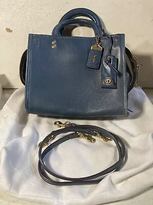 COACH 2WAY Shoulder Bag Glovetanned Pebble Leather Blue RG-20315 • $150