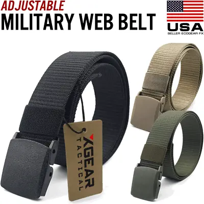 Men's Plastic Cam Buckle Nylon Work Tactical Waistband Webbing Military Belt • $9.99