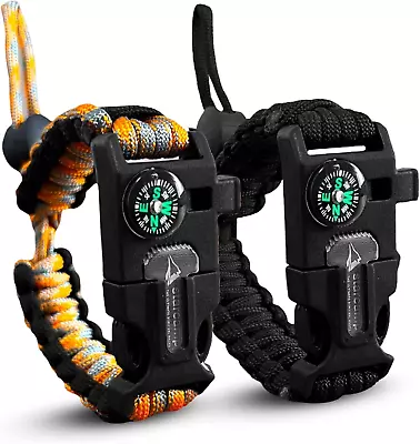 Paracord Survival Bracelet Loud Whistle Emergency Compass Survival Fire Starter  • $19.99