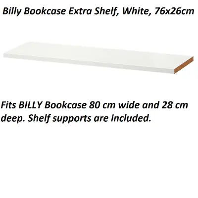 IKEA BILLY Bookcase Extra Shelf White 76x26 Cm Billy Unit Storage Organiser New • £20.64