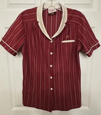 McDonalds Stan Herman Uniform Shirt Size 14 Vintage 80s Brown Burgundy Striped • $151.73
