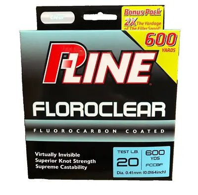 P-Line Florocarbon Coated Fishing Line CLEAR Line 20 Test Lbs 600-yds ** • $17.99