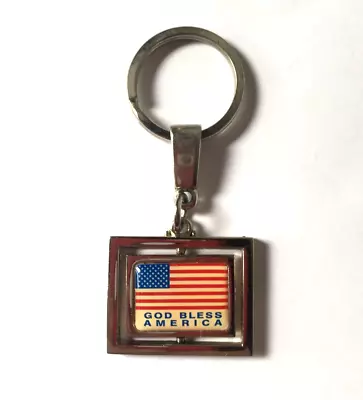 Vintage Patriotic USA Flag GOD BLESS AMERICA KEYCHAIN KEYRING • $9.99