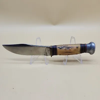 1916-1923 MARBLES WO0DCRAFT KNIFE 1916 Pat Stamp 4 Pin STAG Alum Pommel Lg Nut • $159.12