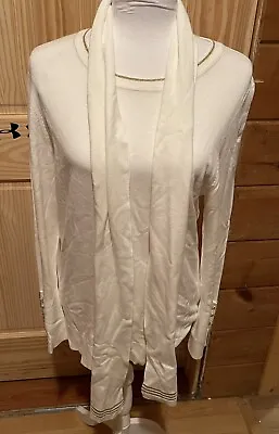 NWT Hilary Radley For Katherine Barclay White Sweater & Scarf Size Large ~ *NEW* • £16.53