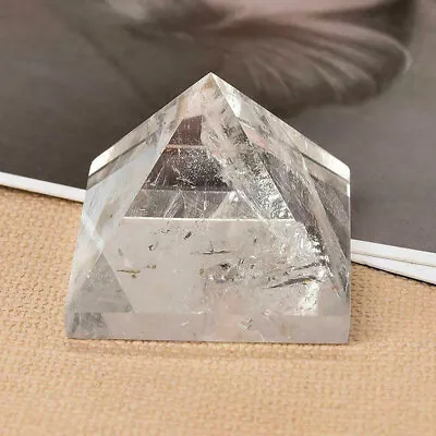 Natural White Clear Crystal Pyramid Quartz Stone Point Chakra Reiki Rock Obelisk • $9.79