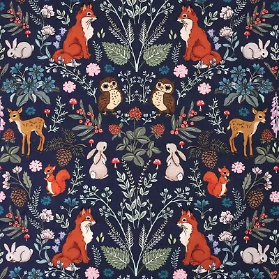 100% Cotton Fabric Michael Miller - Forest Adventure Woodland Animals Fox Deer • £5.35