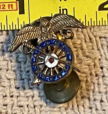 WWII Eagle Crossed Sword Key Blue Enamel Quartermaster Pin • $9.95