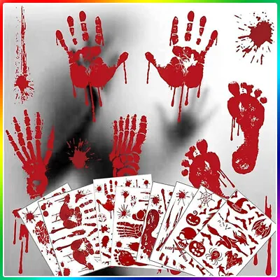 Halloween Decoration Hand Blood Print Window Decal Stickers Spooky Scary Decor • £2.99