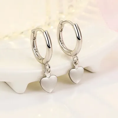 925 Sterling Silver Huggie Heart Hoop Earrings Women Girls Jewellery Gift UK • £3.39