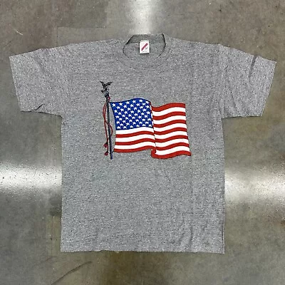 Vintage American Flag Jerzees T Shirt Large 80s 90s  • $12