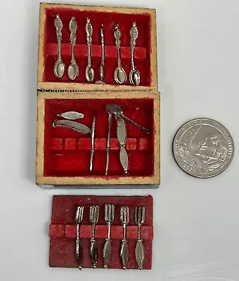 Vintage Miniature Dollhouse Silverware  Set In Box MSR Industries Taiwan AS-IS • $12.34