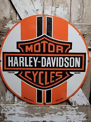 Vintage Harley Davidson Porcelain Sign 30  Big Motorcycle Dealer Service Sales • $606.58