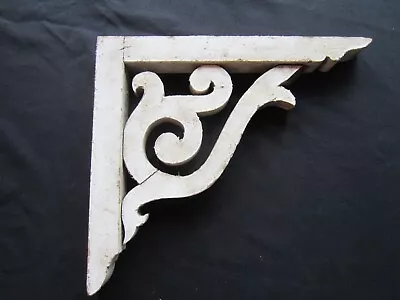 Large Antique ARCHITECTURAL SALVAGE Chippy White Paint WOOD CORBEL BRACKET 12x14 • $47
