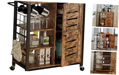 IRONCK Storage Cabinet With Wheels Multipurpose Kitchen Cart Cabinet With  • $131