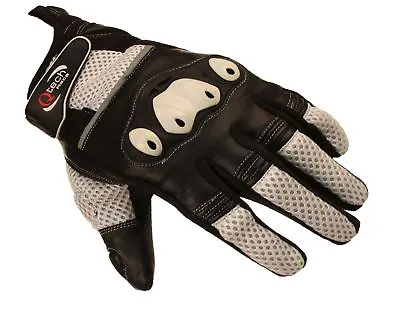 MOTORCYCLE Motorbike GLOVES Sports Short Cuff Protected Knuckle BLACK & White • £11.95