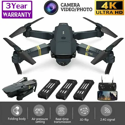 Drone RC Drones Pro 4K HD Camera 3 Batteries WIFI FPV GPS Quadcopter Foldable • £21.39