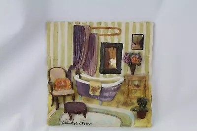 C Winterle Olson 3D 5.5” X 5.5” Wall Art Resin Plaque Painting Bathroom • $18.90