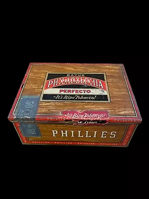 Vintage 1930's Bayuk Phillies Perfecto Tobacco Advertising Tin Litho Cigar Box • $29.99