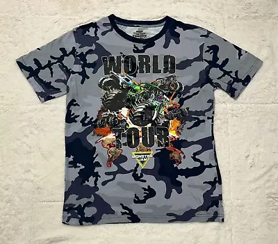 Monster Jam Shirt Medium Camouflage World Tour Gravedigger Merchandise • $12.34