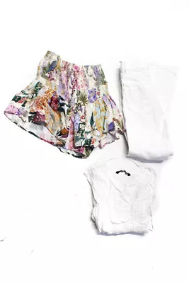 Zara Womens Straight Leg Jeans Blouse Mini Shorts White Floral Size 2 S XS Lot 3 • $3.24