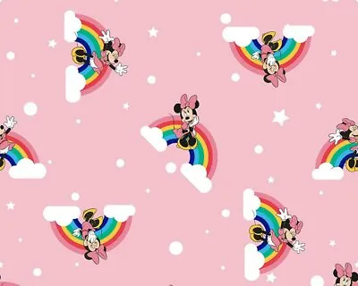 Disney Pink Minnie Mouse Rainbow 100%Cotton Fabric - HALF METER- 59 /148cm Wide • £7.99