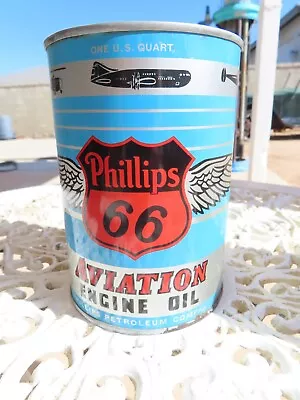 $124.99 • Buy Rare Vintage Phillips 66 Aviation Motor Oil FULL Quart  Tin Can