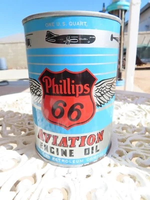 $124.99 • Buy Rare Vintage Phillips 66 Aviation Motor Oil FULL Quart  Tin Can