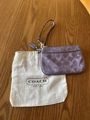 Coach Wristlet Wallet Purple Logo Signature Canvas  Zipper Strap • £8.04