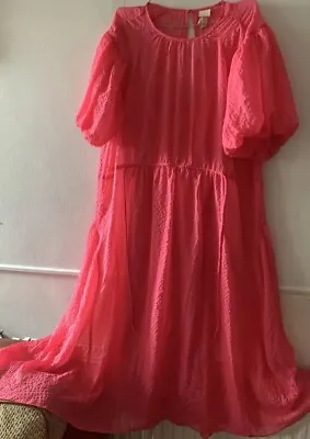 H&M Trend Conscious Exclusive Studio Pink Floaty Dress Sz XL 16 18 • $37.34