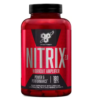 £29.99 • Buy BSN Nitrix 2.0 Nitric Oxide Booster Added Pump Workout Amplifier 60 Serv 180 Cap