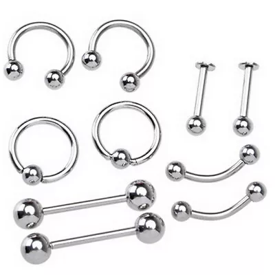 Tragus Bar Labret Tongue Bar Captive Bead Ring Eyebrow BCR Nipple Ear Bar • £1.89