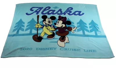 2020 Disney Cruise Line Alaska Mickey Minnie Mouse Soft Fleece Blanket Blue RARE • $84.96