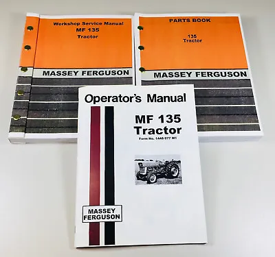 Massey Ferguson 135 Tractor Factory Service Parts Operators Manual Shop Oh Set • $66.97