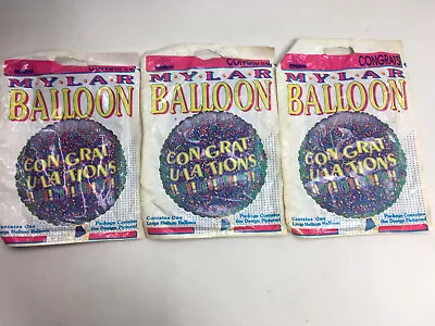 Lot Of 3 Vintage Helium Large Mylar Balloons Anagram Congratulations Balloons • $8.19