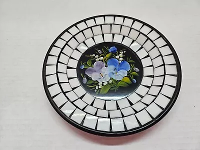 Vintage Denmark White Mosaic Plate Dish With Flowers 7 1/2  #2 • $25