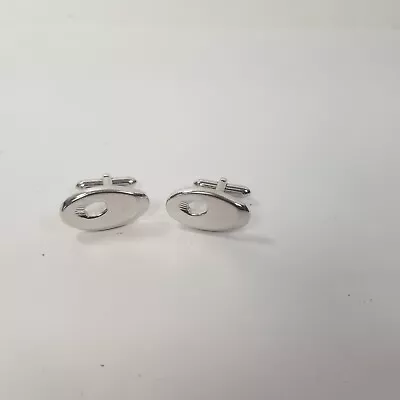 Vintage Retro Silver Tone Oval Cuff Links By Swank • $9.99