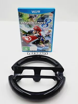 Mario Kart 8 Nintendo Wii U Complete With Game Manual & Steering Wheel • $24.95