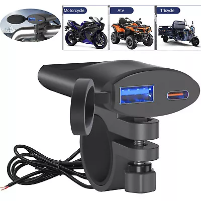 Motorcycle ATV Dual Fast Charger PD+USB QC3.0 Cell Phone Charger Smart Power-off • $13.29