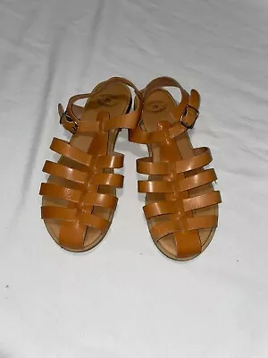 Greece Beige Leather Strappy Sandals Size 42 • $19.99