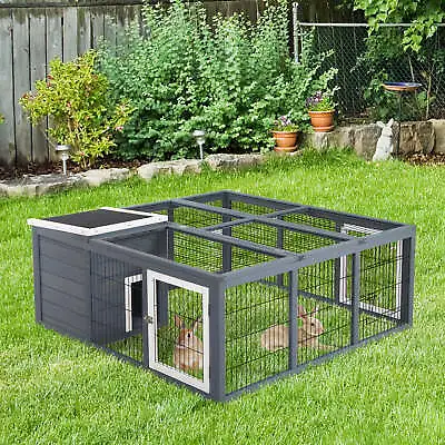 Rabbit Run Small Animal Hutch Guinea Pig House With Openable Main House & Roof • £119.99