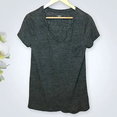 Mossimo Linen Blend V-Neck Front Pocket Gray Tee Size Large T-Shirt Heathered • $14