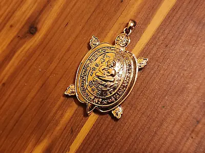Vintage Sterling Silver - HINDU Buddhist Buddha Turtle Necklace Pendant - 19g • $39.95